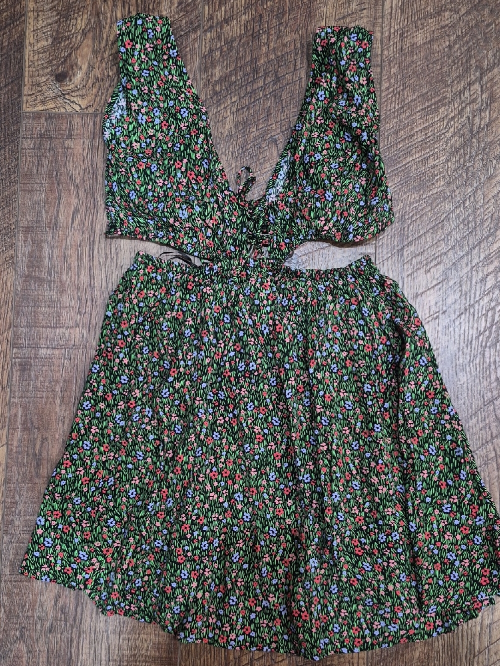 NWT Olivaceous Mushroomcore Cottagecore Floral Cutout Sexy Dress Size Small.